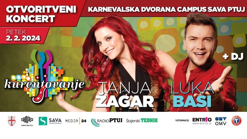 Dogajanje v karnevalski dvorani odpirata Tanja Žagar in Luka Basi